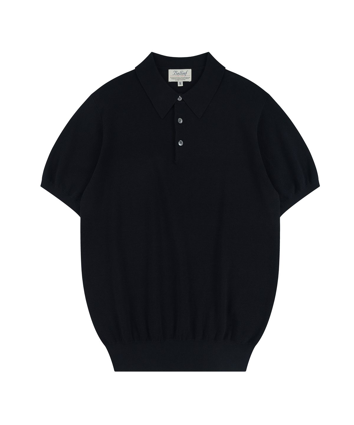 벨리프(BELLIEF) Essential Hard Twist Cotton Short Sleeve Polo Knit (Navy)