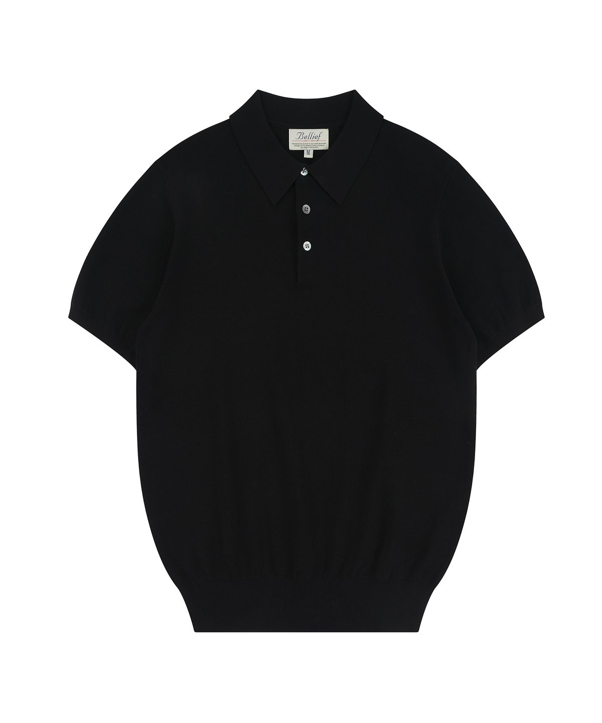 벨리프(BELLIEF) Essential Hard Twist Cotton Short Sleeve Polo Knit (Black)