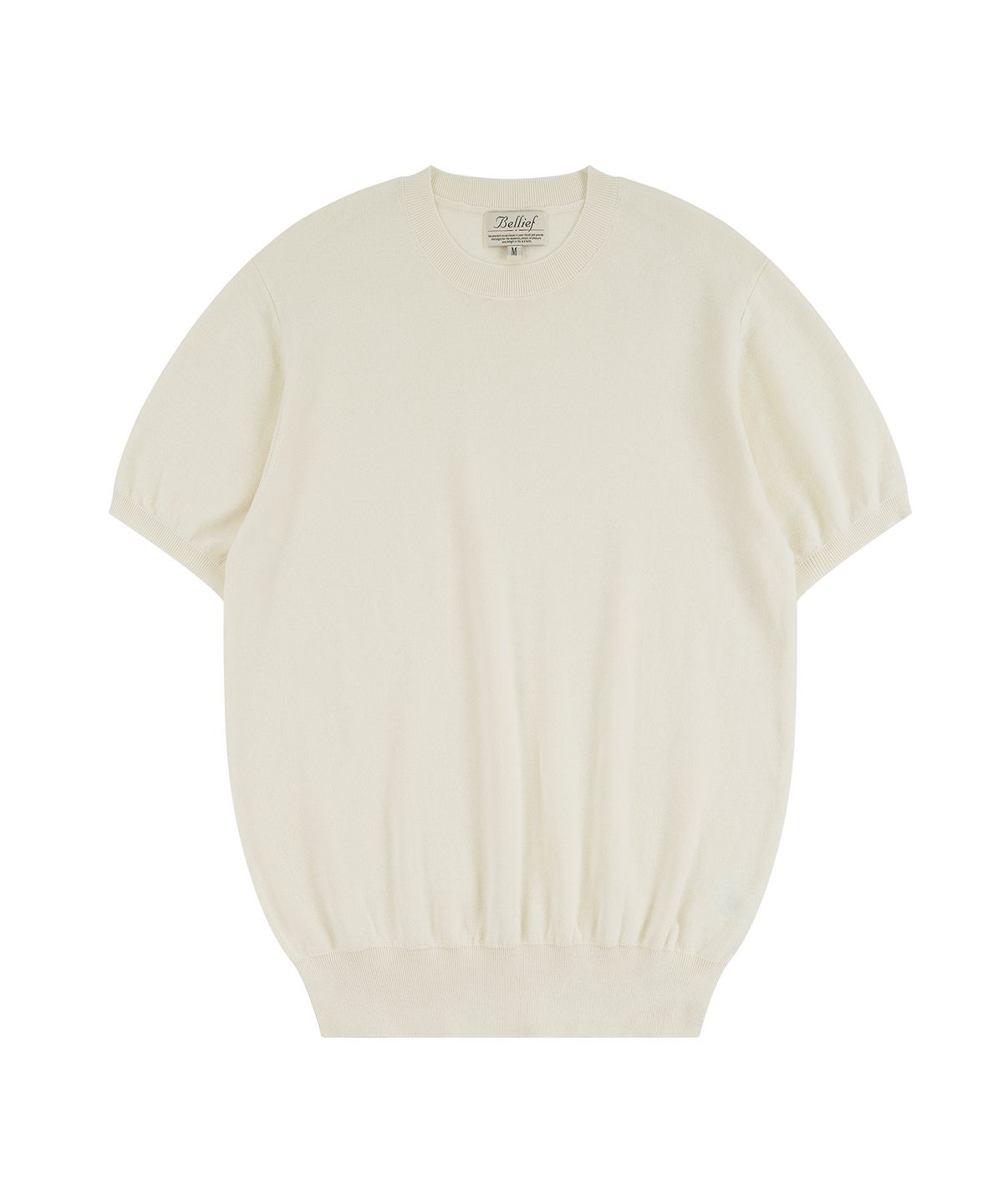 벨리프(BELLIEF) Essential Hard Twist Cotton Short Sleeve Knit (Ivory)
