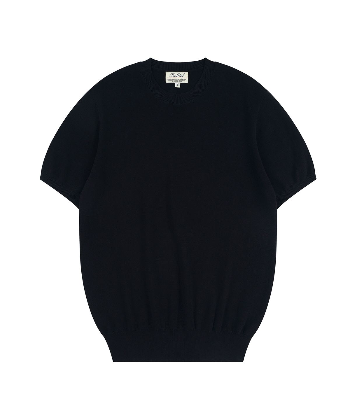 벨리프(BELLIEF) Essential Hard Twist Cotton Short Sleeve Knit (Navy)