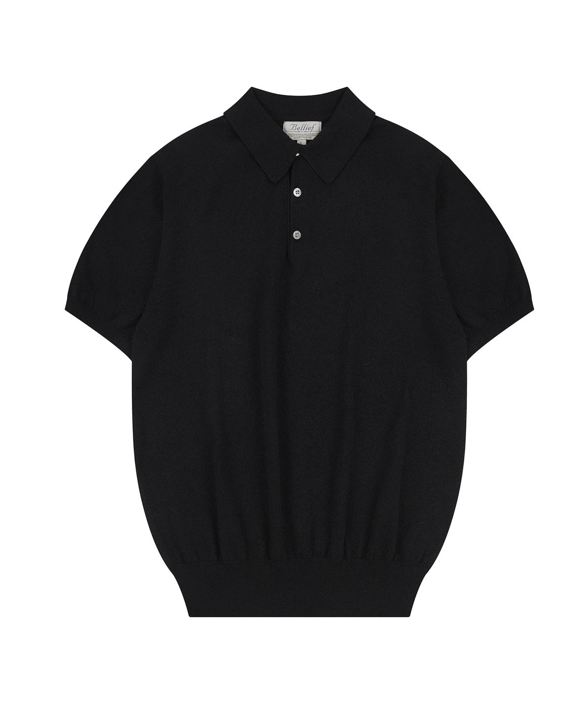 벨리프(BELLIEF) Essential Boucle Cotton Short-Sleeve Polo Knit (Black)