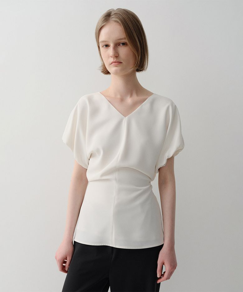 REIN V NECK BLOUSE (IVORY)