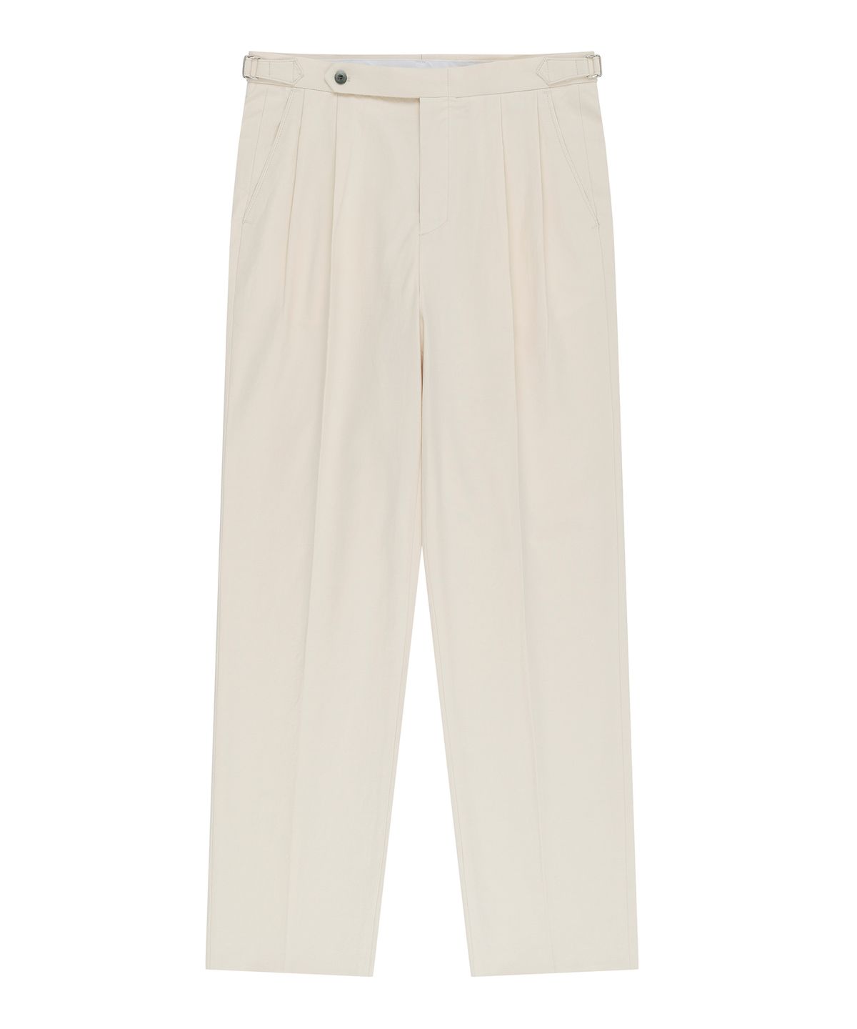 벨리프(BELLIEF) Essential Linen Cotton Twill Adjust 2-Pleated Relaxed Chino (Ecru)
