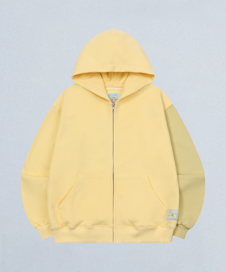 CEC LABEL ZIP-UP HOODIE (LEMON)