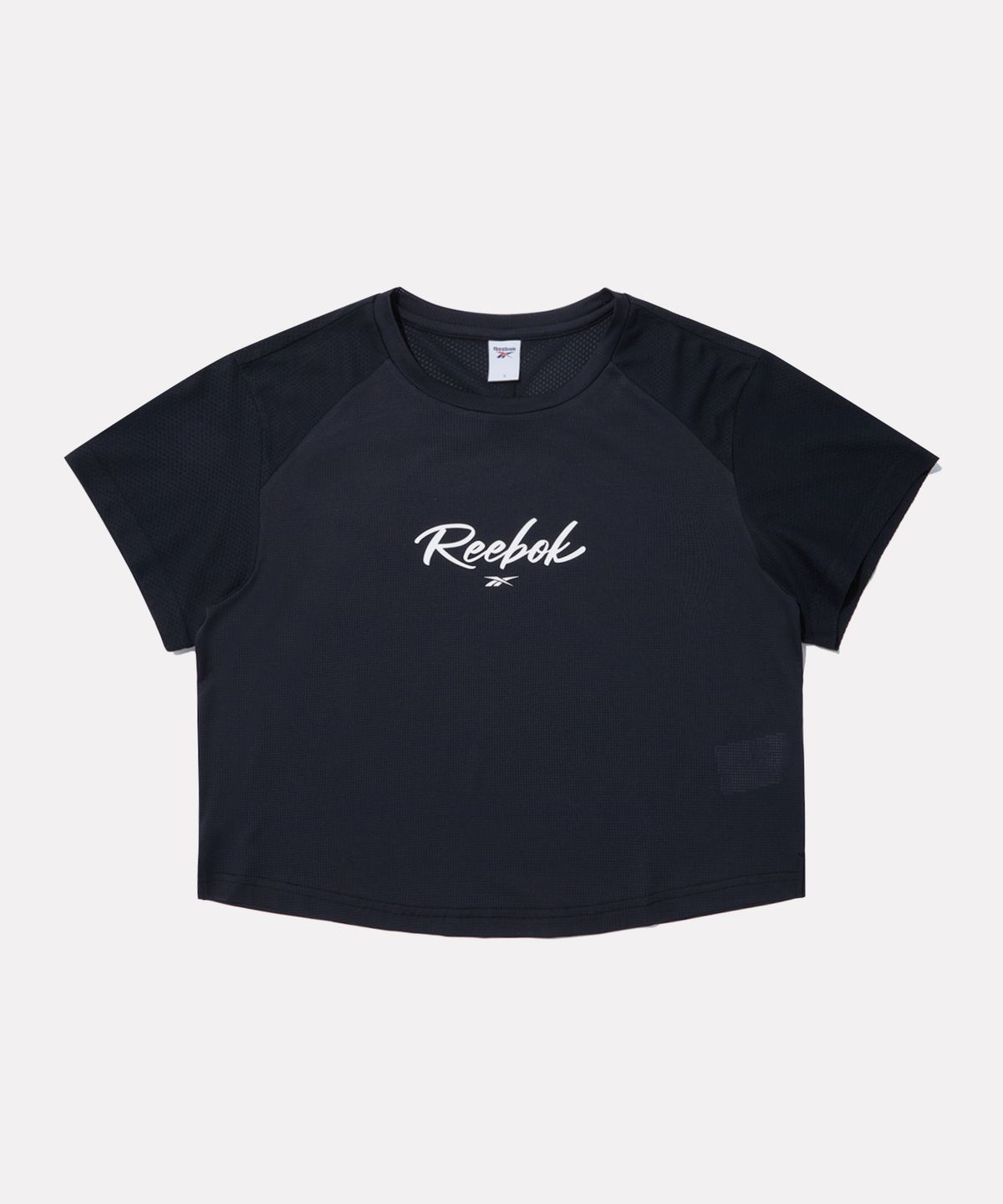 리복(REEBOK) 메쉬 퍼포먼스 에어로쿨 크롭 반팔티 (W) - 블랙