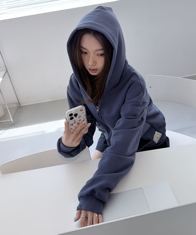 CEC LABEL ZIP-UP HOODIE (BLUE)
