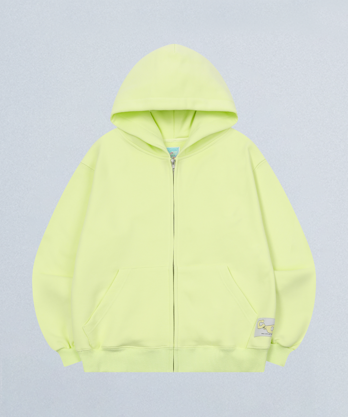 챈스챈스(CHANCECHANCE) CEC LABEL ZIP-UP HOODIE (NEON)