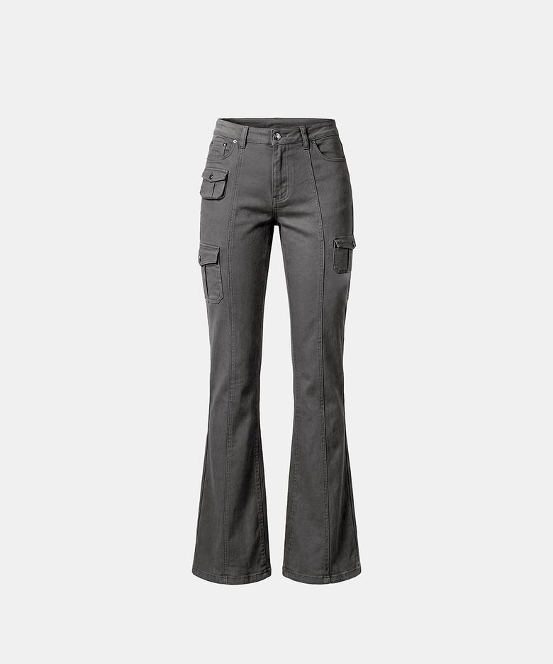 109 Low-Rise Cargo Bootcut Pants - Charcoal
