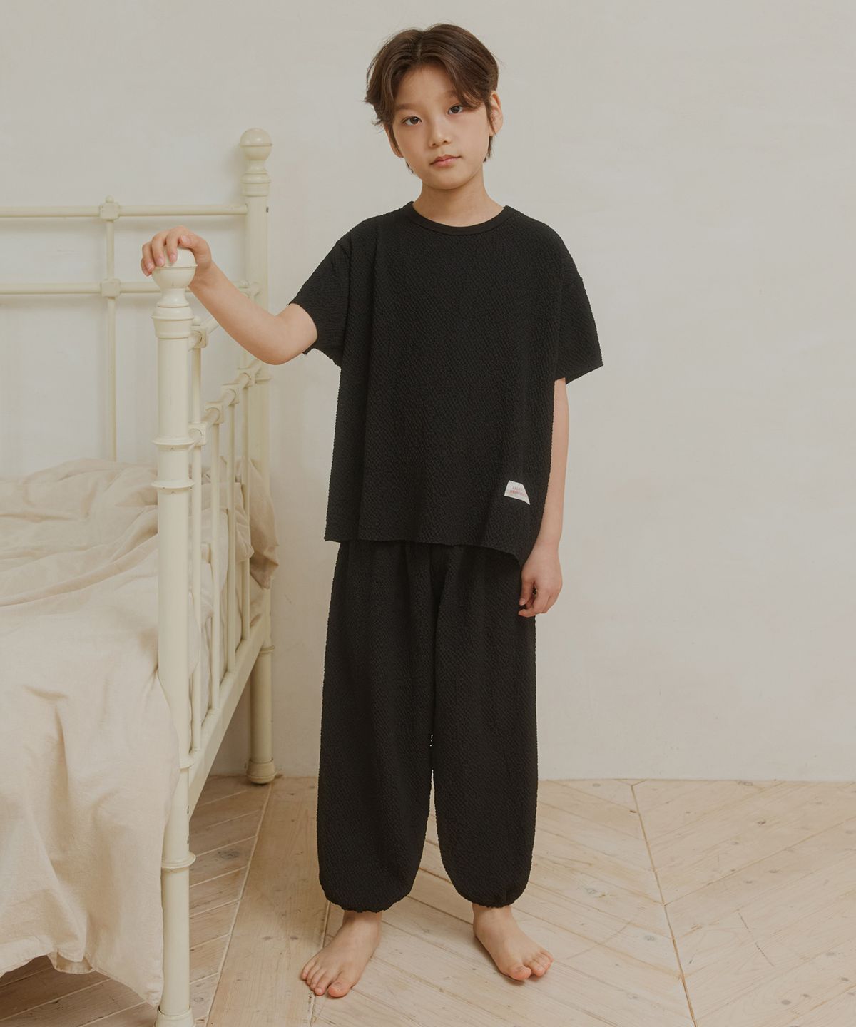 웬즈데이오아시스 키즈(WEDNESDAYOASIS KIDS) [Kids]버블 밴딩 팬츠_BLACK(WB6ST01)