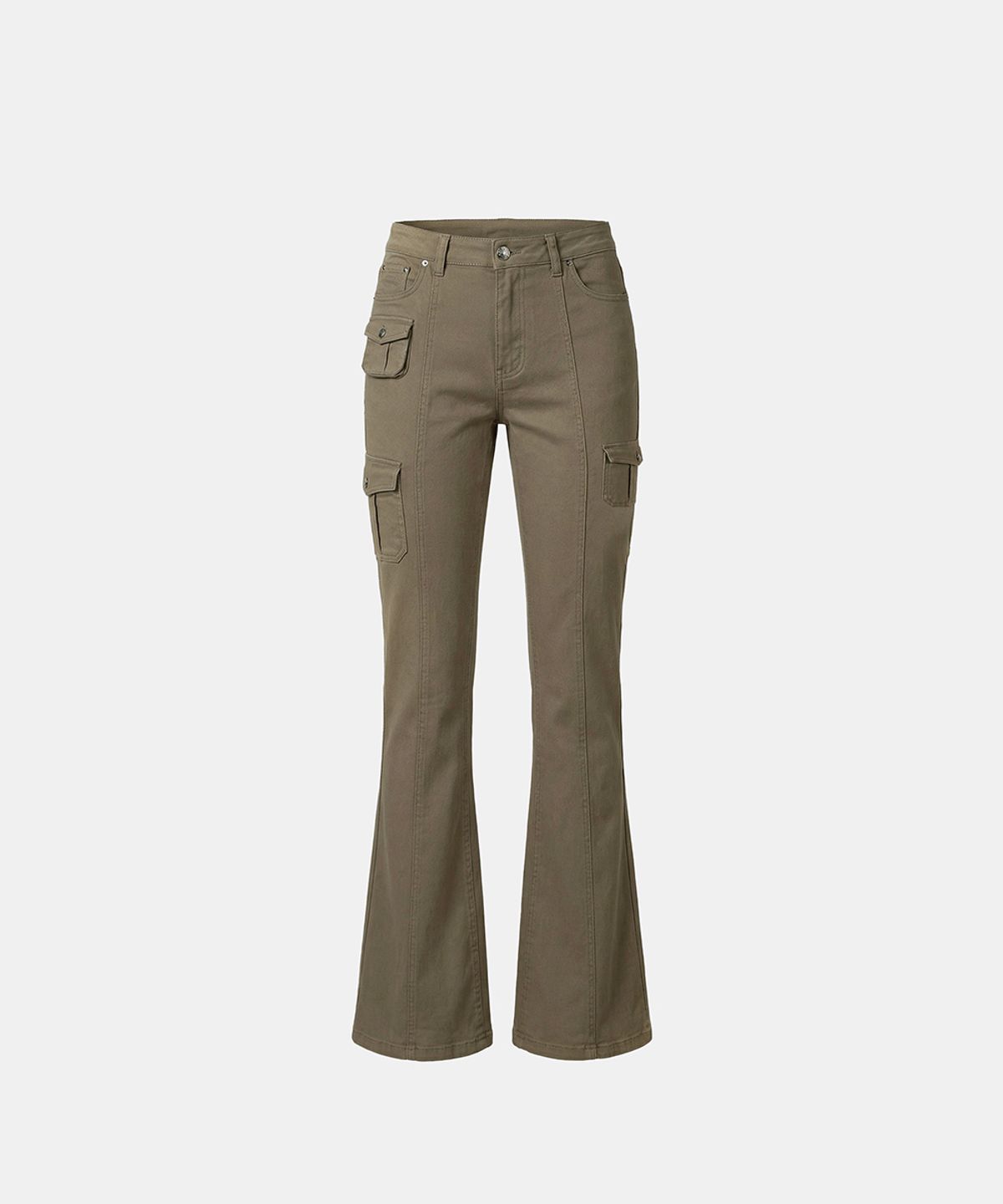 배드블러드(BADBLOOD) 109 Low-Rise Cargo Bootcut Pants - Khaki