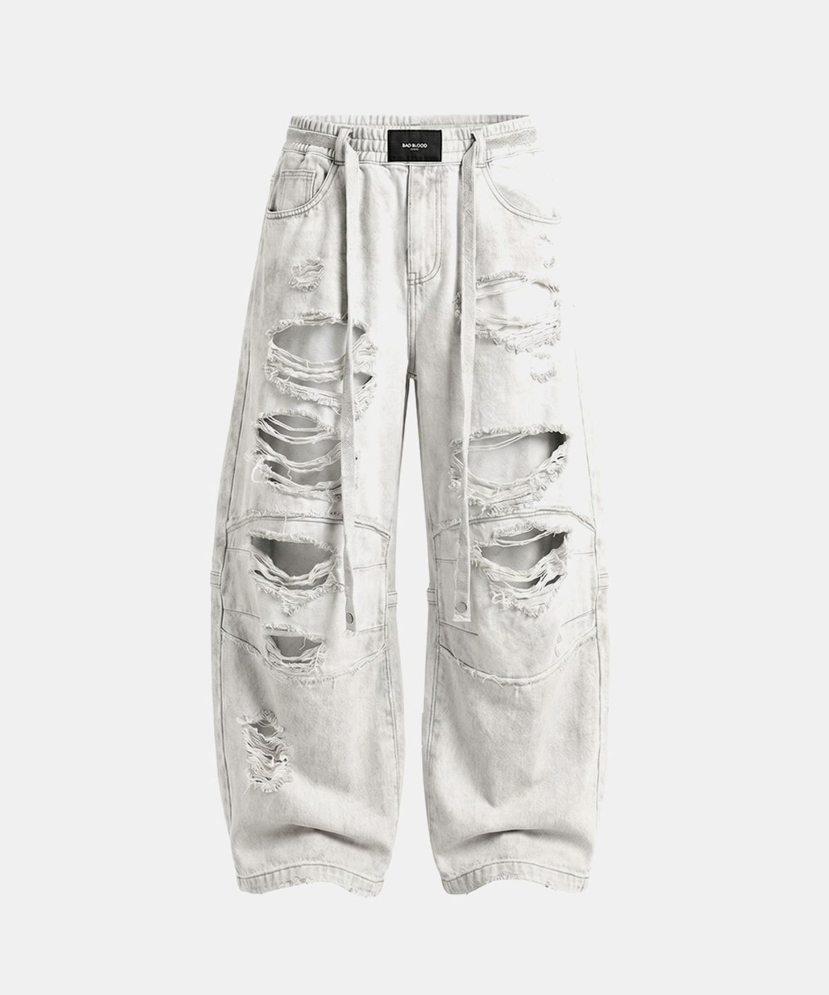 배드블러드(BADBLOOD) Destroyed Raw-Edge Joggers - White