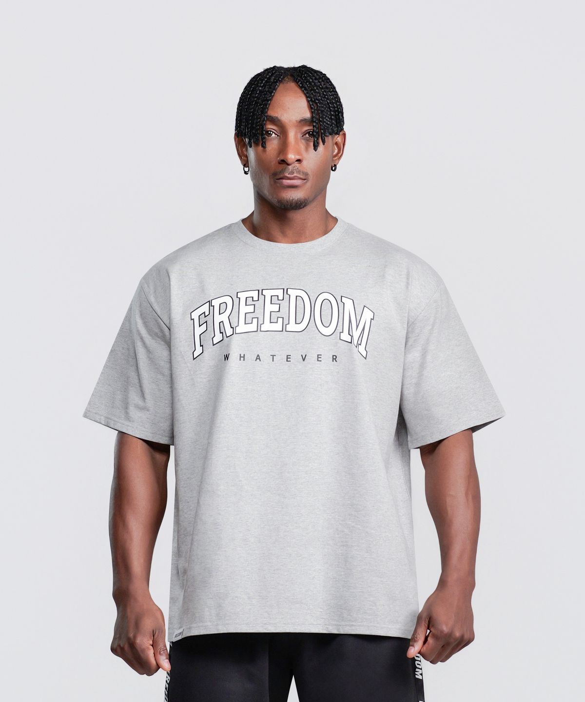 프리덤(FREEDOM) 프리덤 아치로고 세미오버핏 티셔츠 (그레이)
