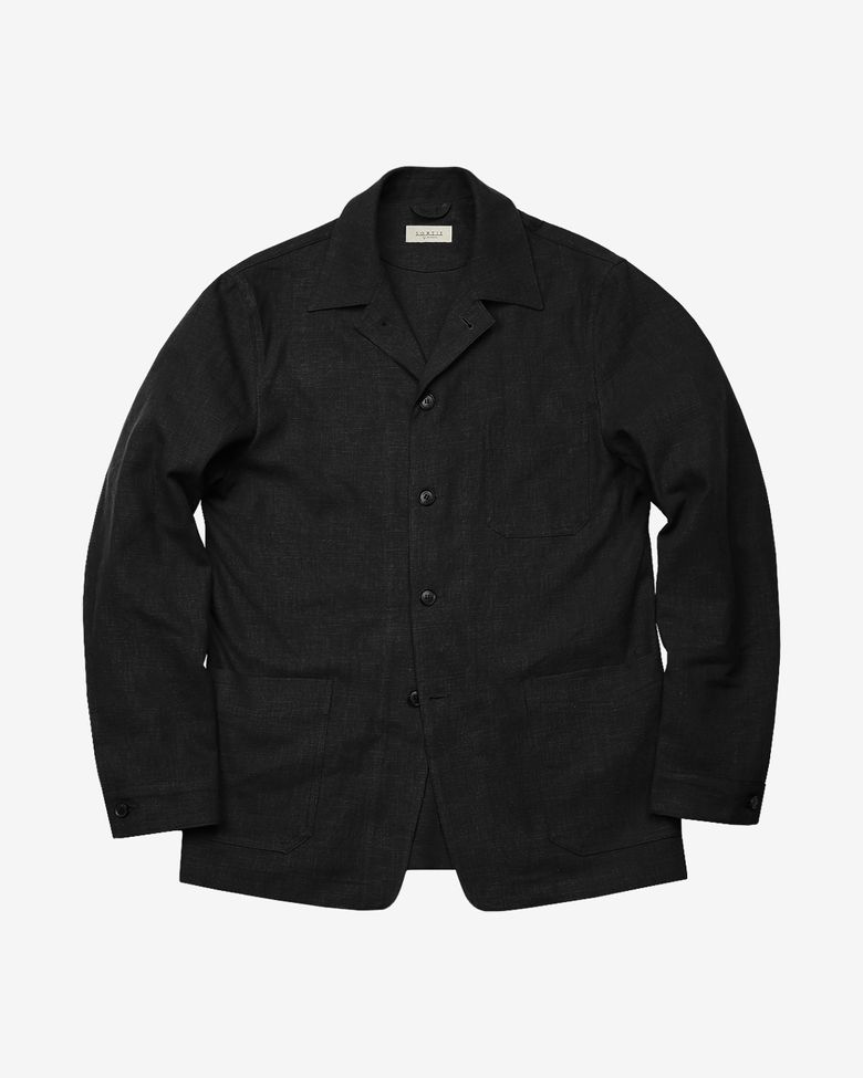 8s Linen French Work Jacket (Black)