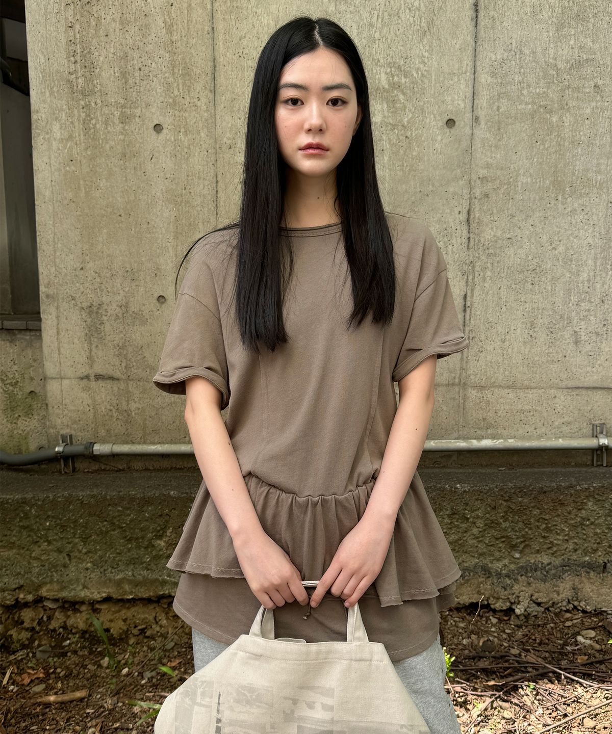 인사일런스 우먼(INSILENCE WOMEN) 린넨 코튼 레이어드 원피스 KHAKI BROWN