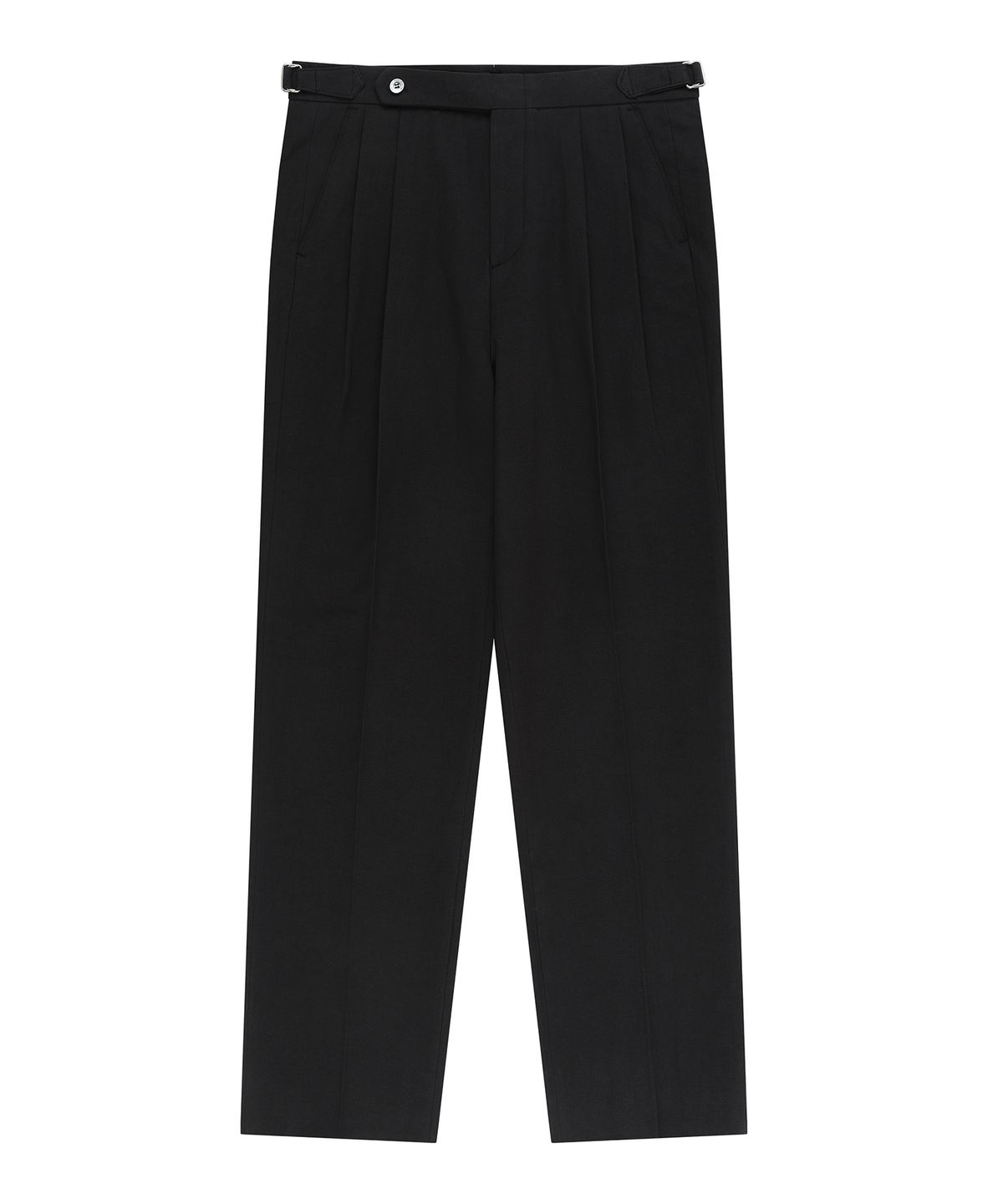 벨리프(BELLIEF) Essential Linen Cotton Twill Adjust 2-Pleated Relaxed Chino (Black)