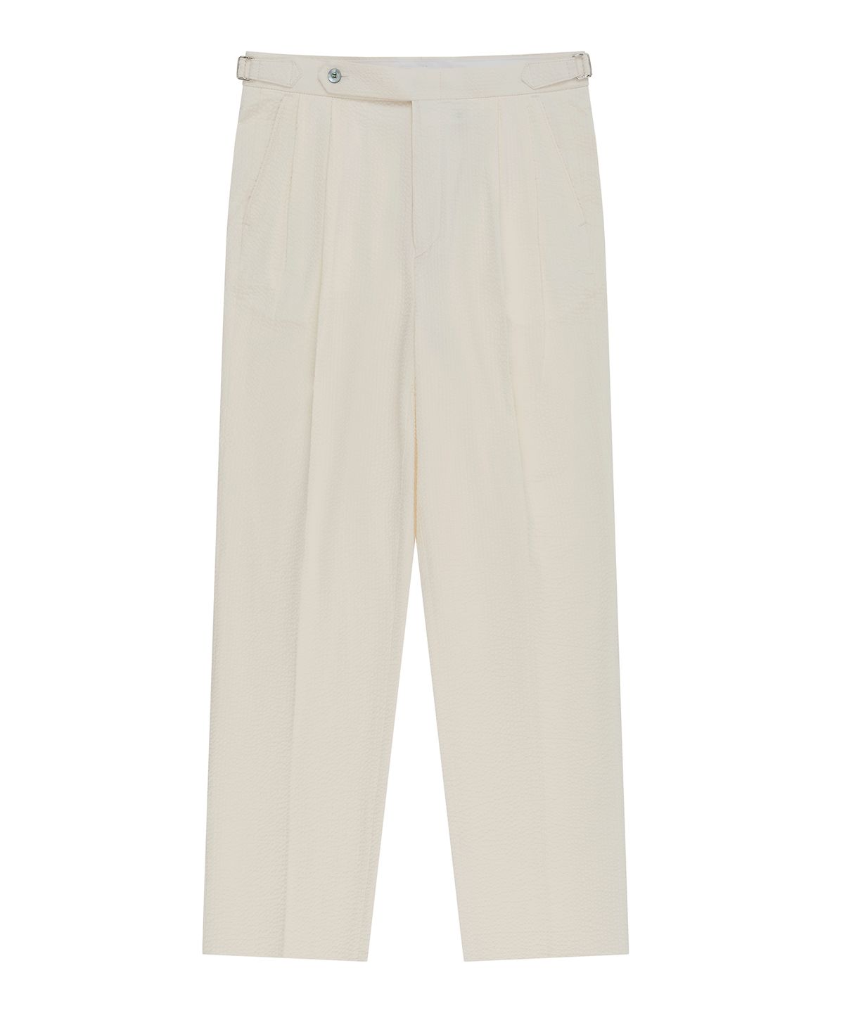 벨리프(BELLIEF) Essential Seersucker Adjust 2-Pleated Relaxed Chino (Ecru)
