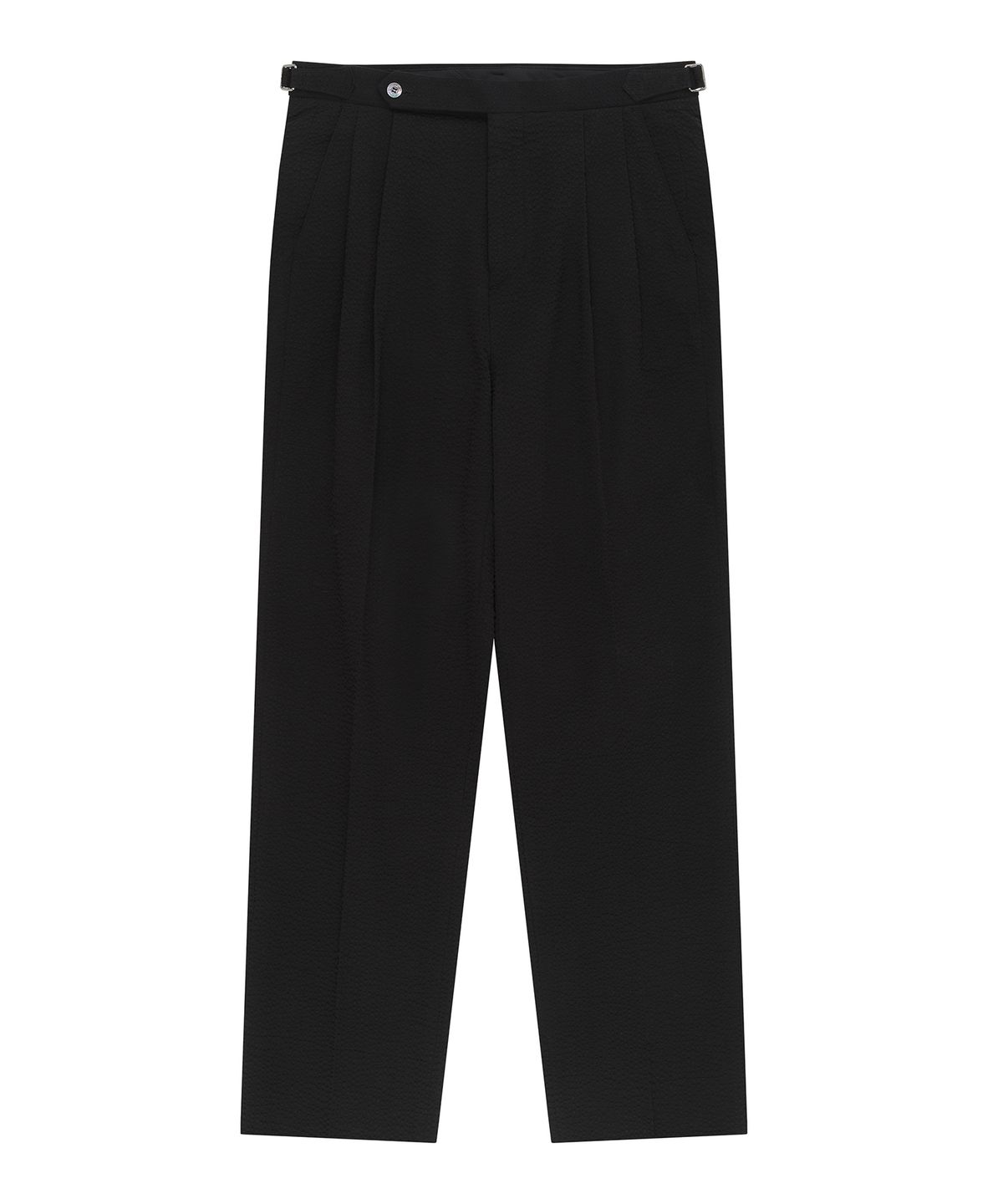 벨리프(BELLIEF) Essential Seersucker Adjust 2-Pleated Relaxed Chino (Black)