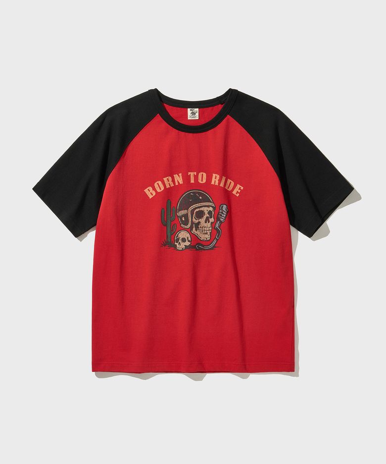 BORN TO RIDE RAGLAN T-SHIRTS [Red]