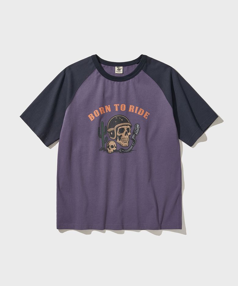 BORN TO RIDE RAGLAN T-SHIRTS [Vintage Purple]