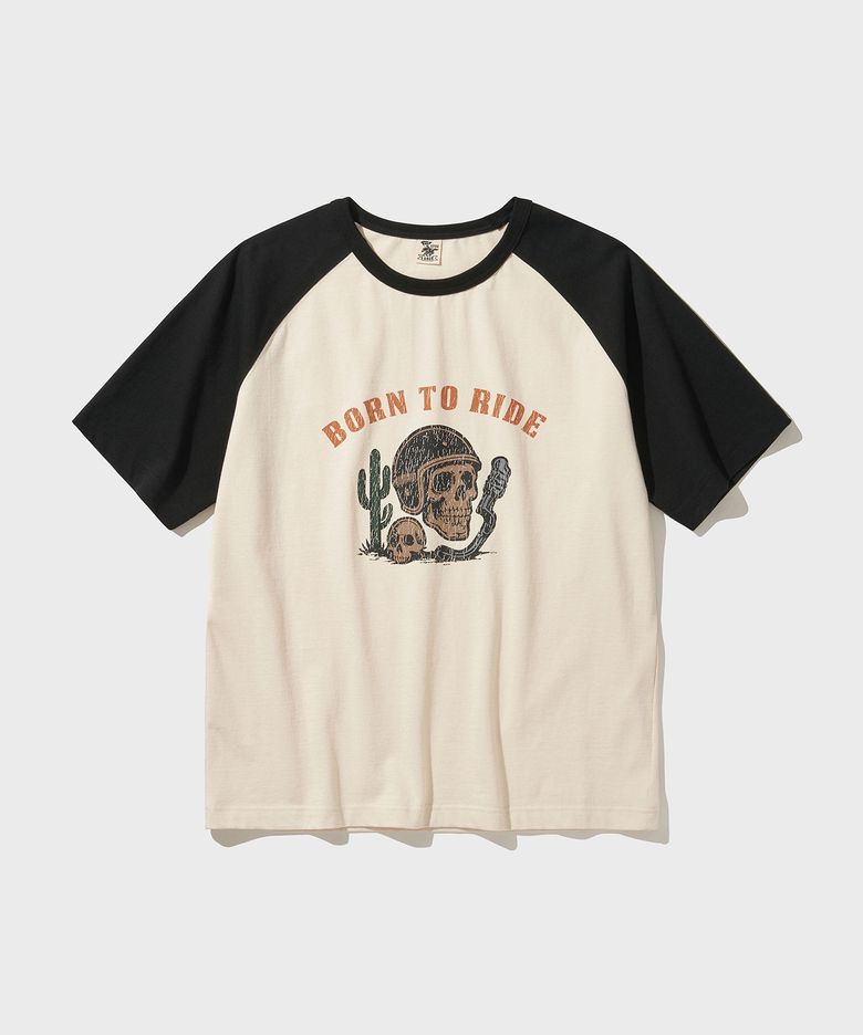 BORN TO RIDE RAGLAN T-SHIRTS [Vanilla]