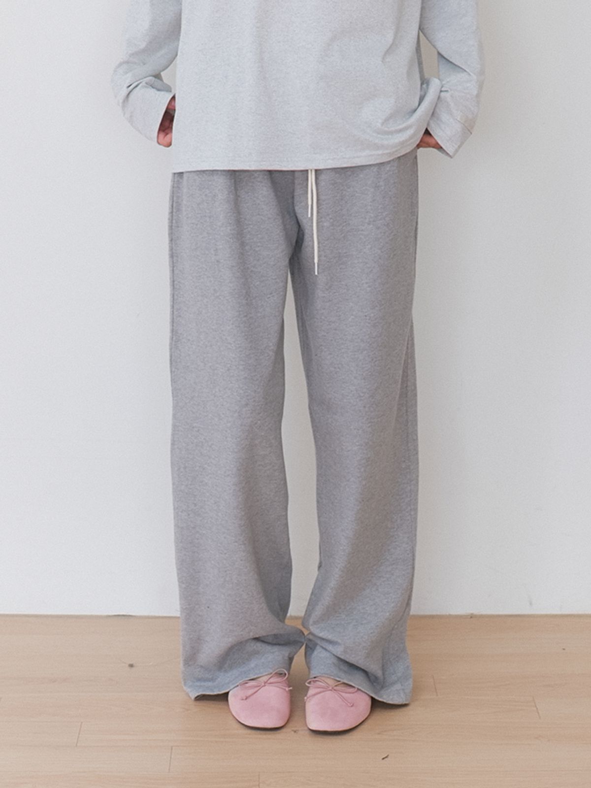 카인더베이비(KINDABABY) easy flow string pants - melange gray
