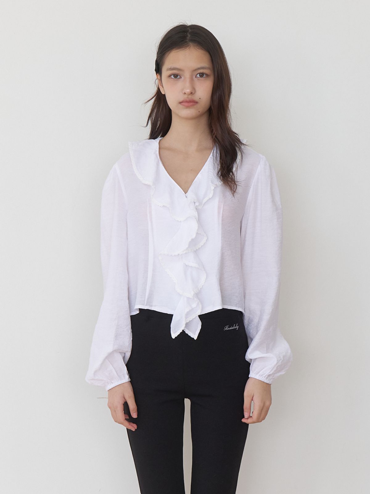 카인더베이비(KINDABABY) cascade ruffle blouse - off white