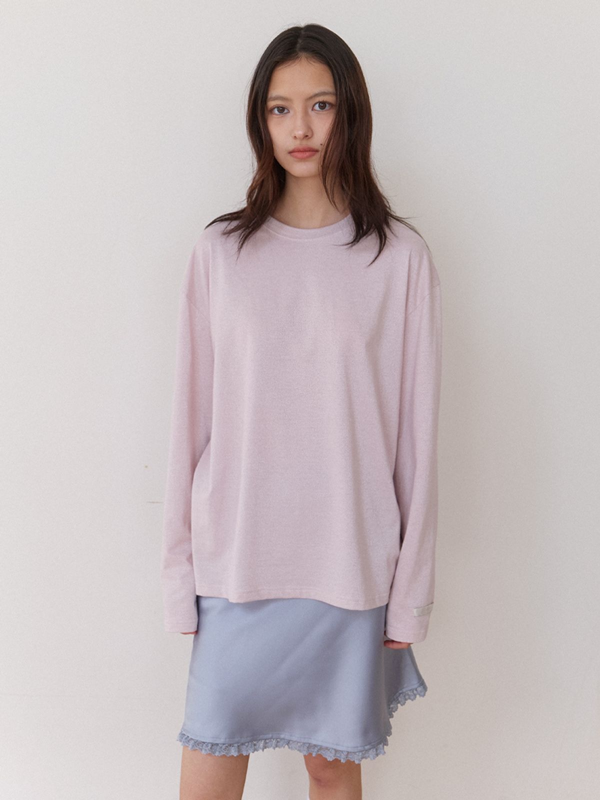 카인더베이비(KINDABABY) shimmer long sleeve tee - powder pink