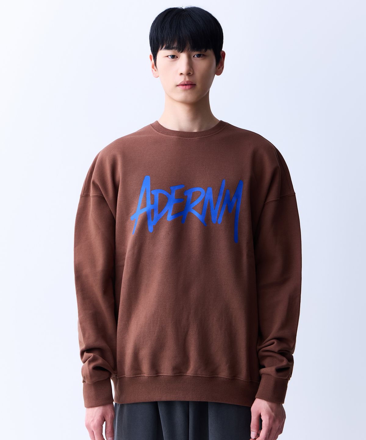 에이던엠(ADERNM) 스크립 스웨트셔츠 브라운