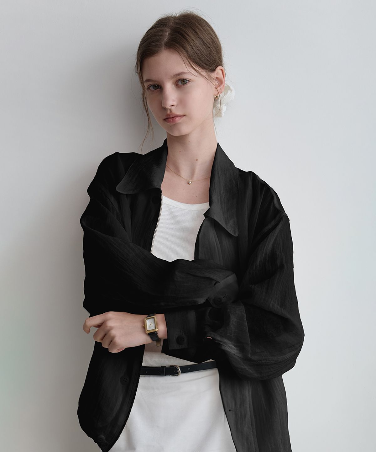 르나브(LENAV) summer button kara blouson (black)