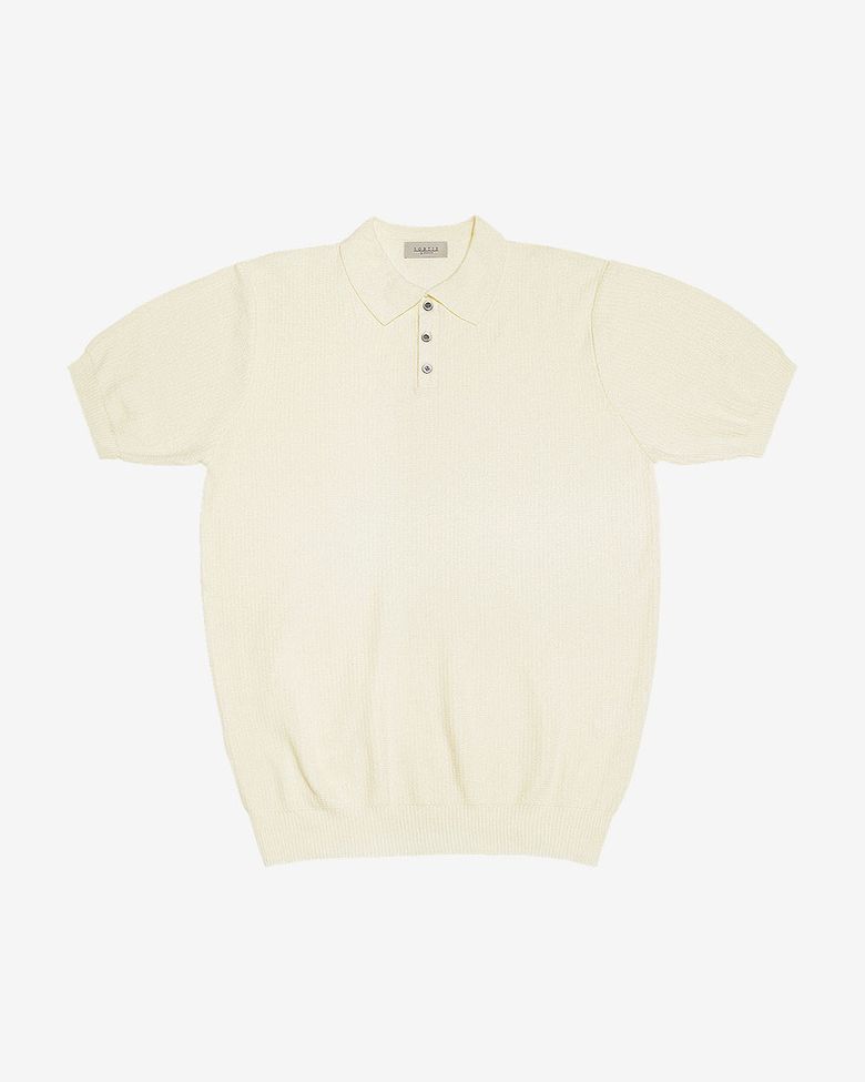 Texture Summer Polo Knit (Ivory)
