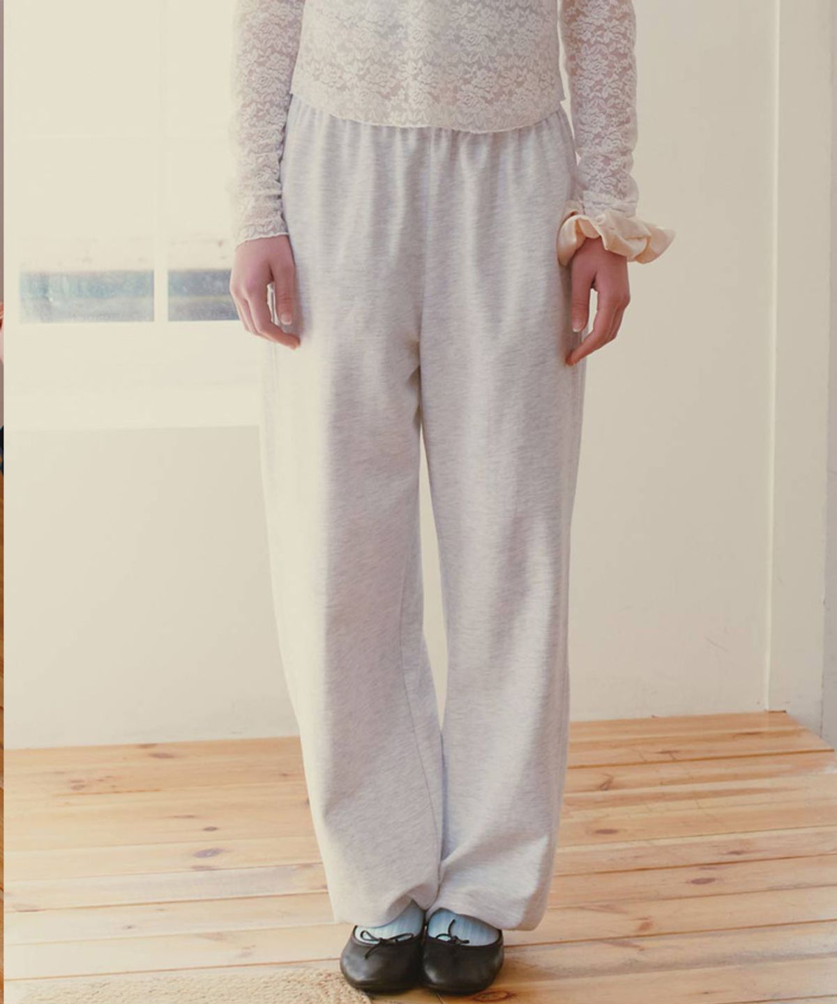 스러움(SEUREOUM) Lou straight pants_Melange Grey