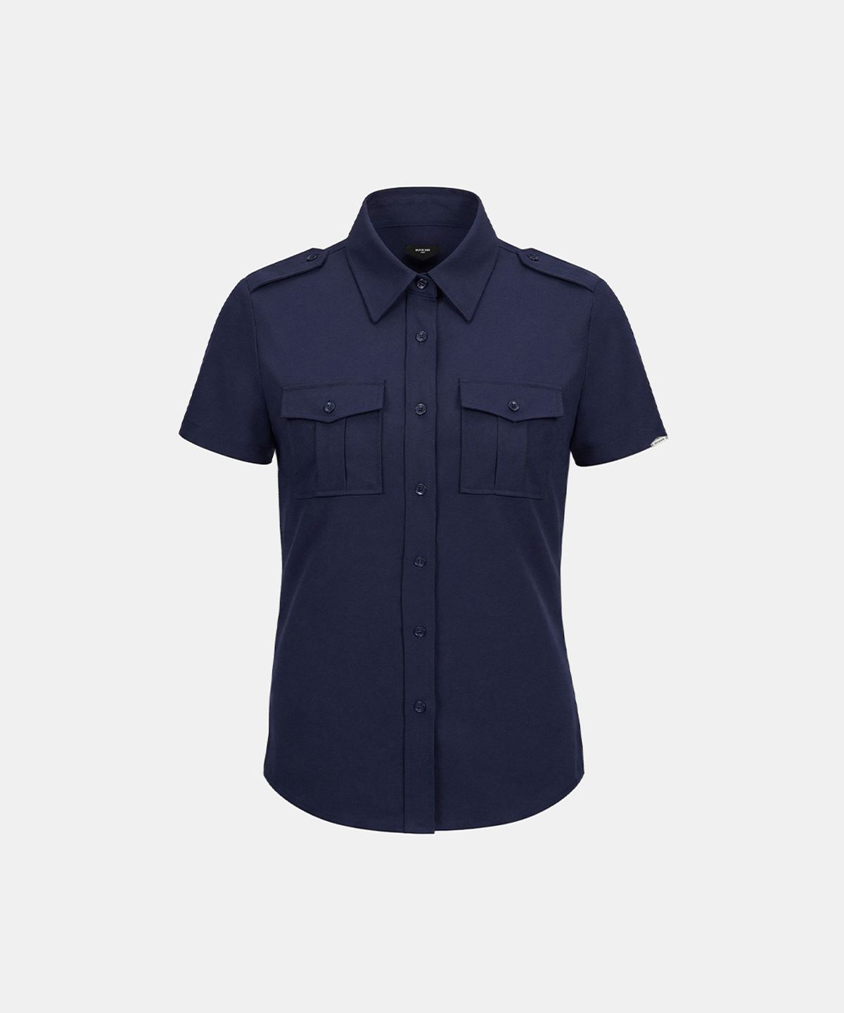 배드블러드(BADBLOOD) Arc Epaulette Military Short Sleeve Shirt - Navy