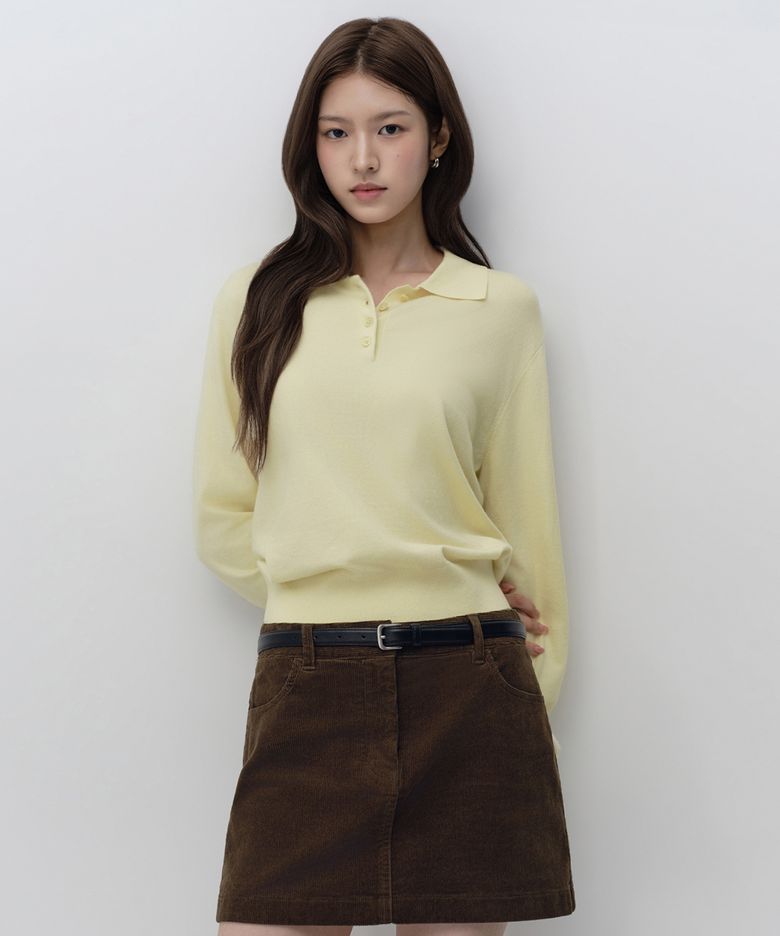 우먼즈 에센셜 칼라드 니트 [레몬 그라스]