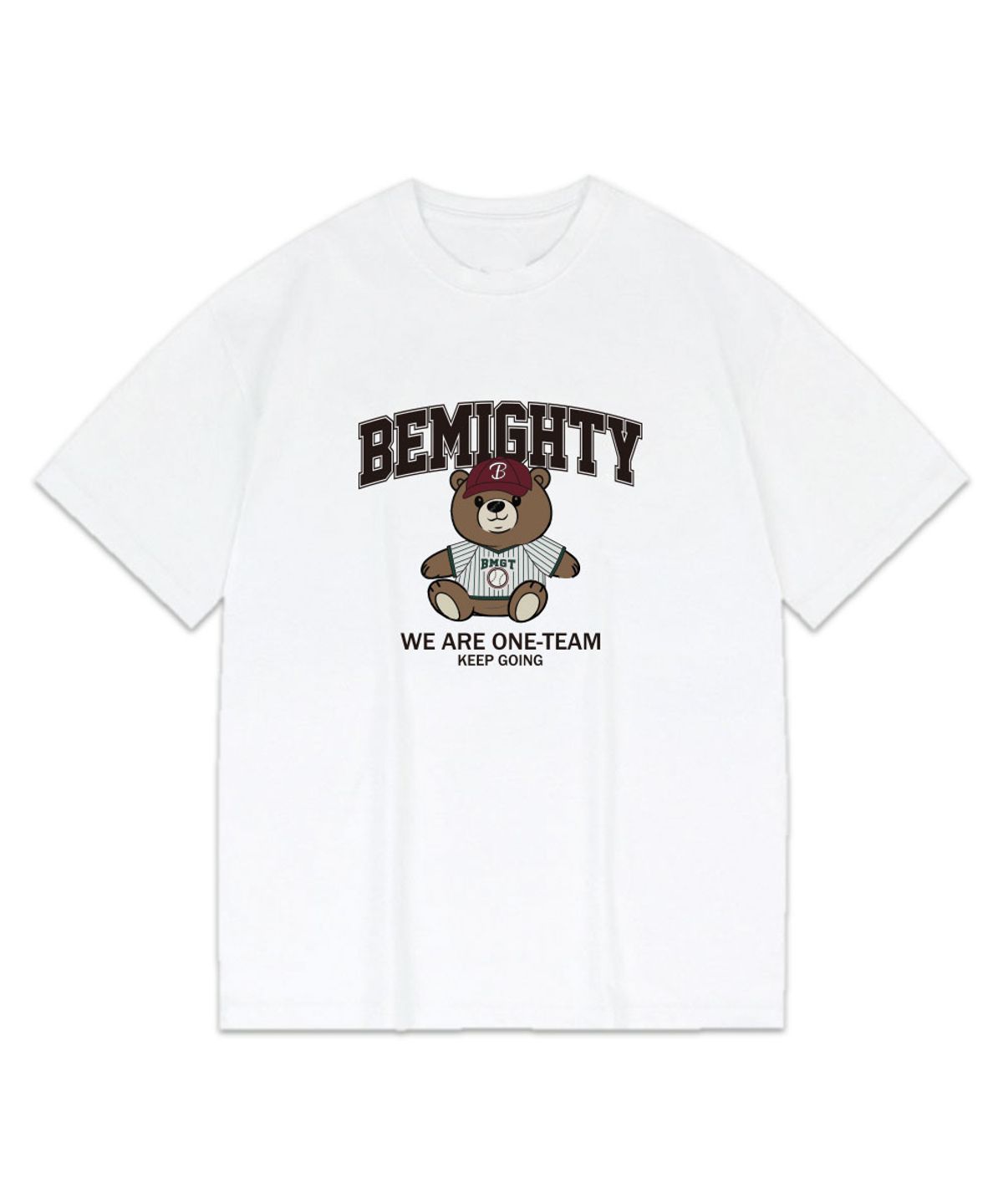 비마이티(BEMIGHTY) 치얼업 베어 오버핏 반팔티셔츠 [화이트]