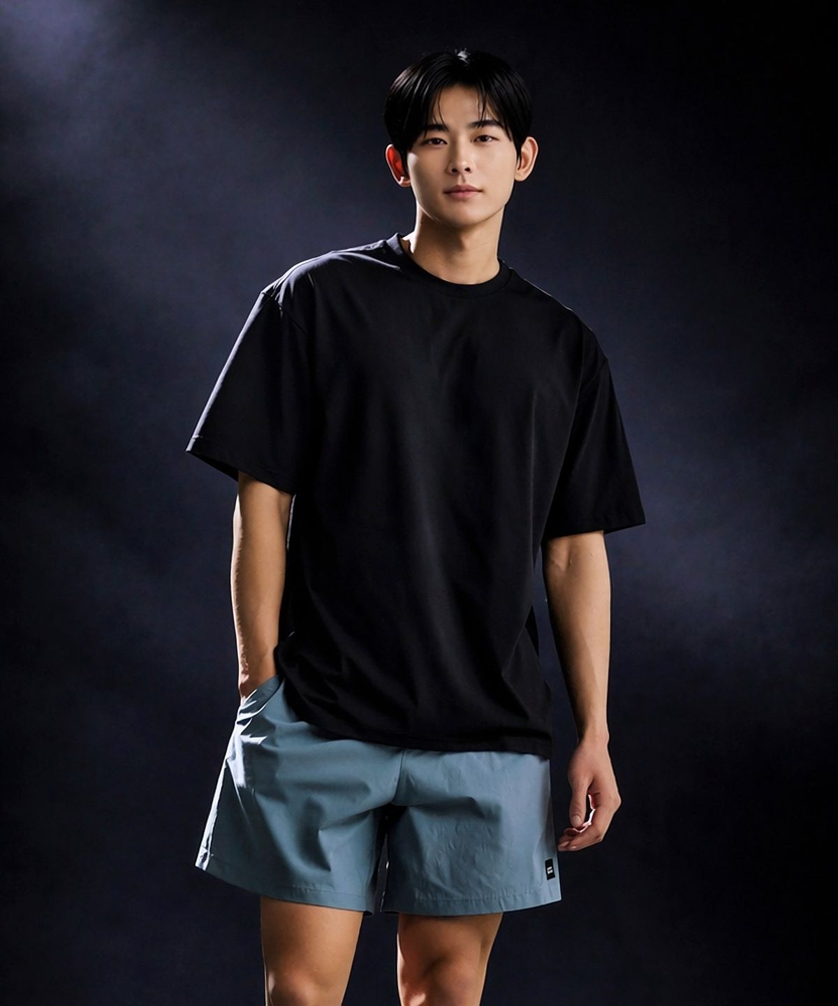 헤링본(HERRINGBONE) [SET] 남자 트레이닝 셋업 루즈핏 반팔 & 팬츠 TJ110BK TJ603FB