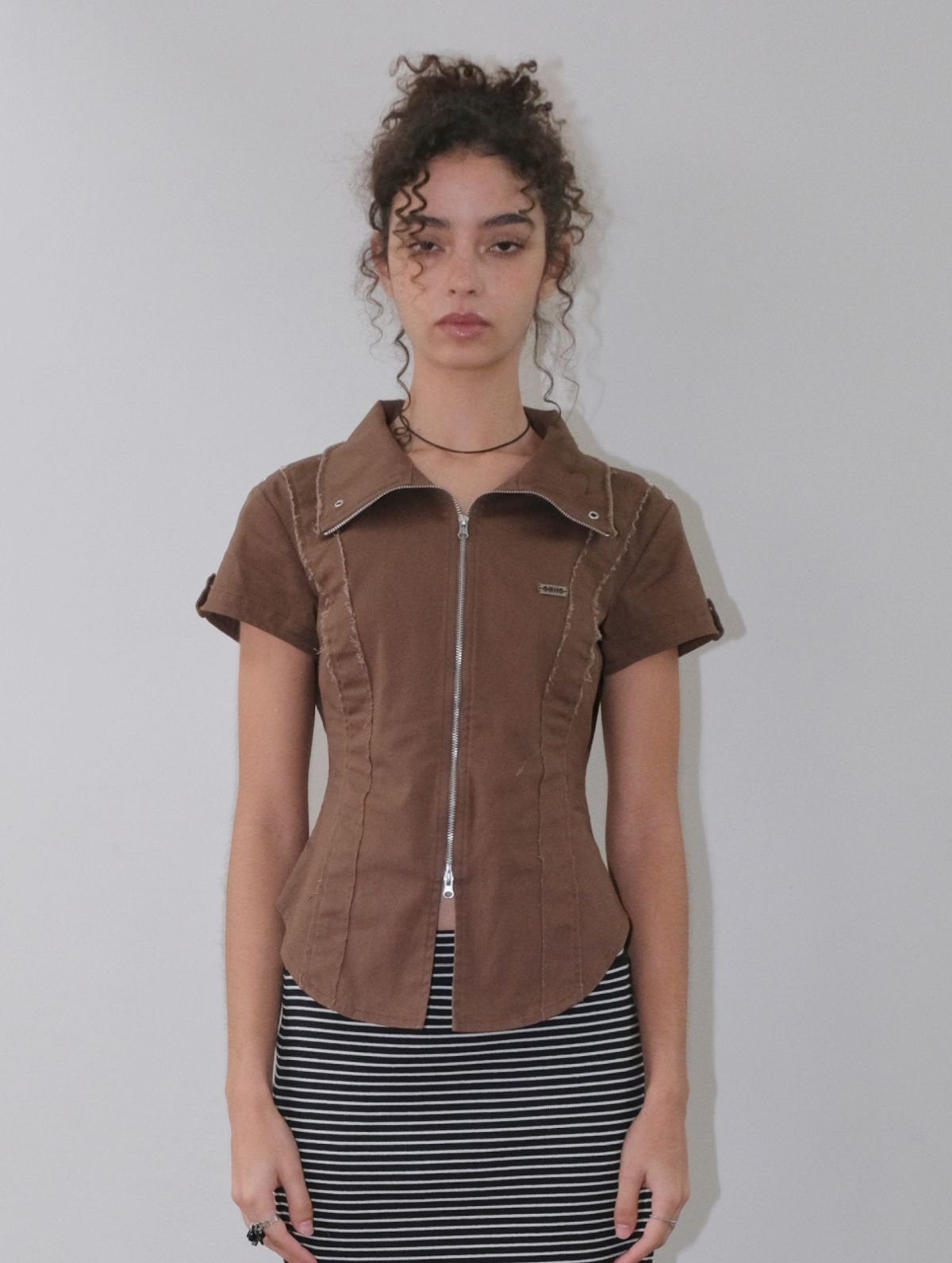 오디너리 홀리데이(ORDINARY HOLIDAY) ZIP-UP SHIRTS [BROWN]