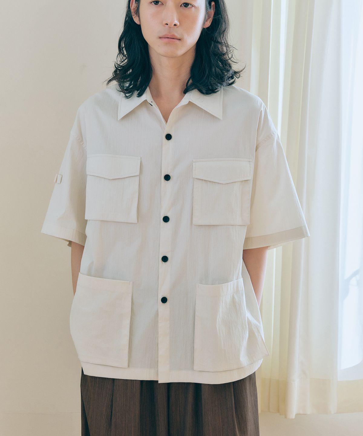 말렌(MALEN) 유니섹스 사파리 셔츠자켓 크림