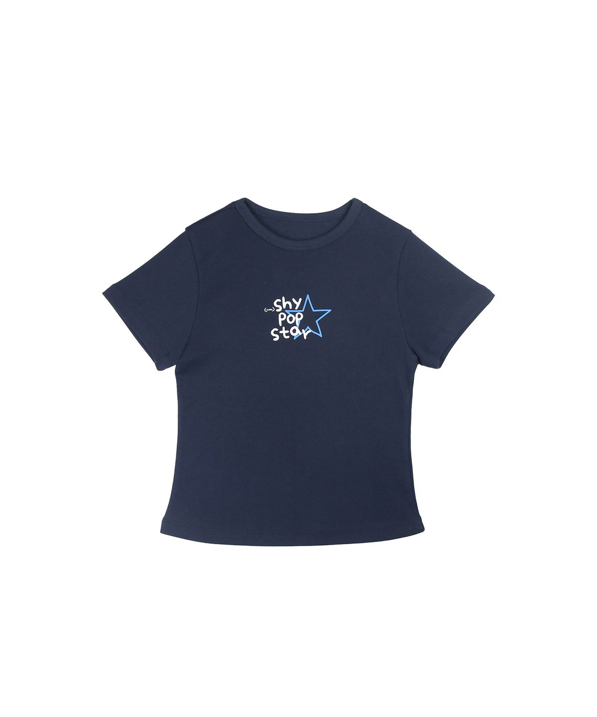카렌다(KALENDAR) (Super)Shy Pop Star Baby Tee [Navy]