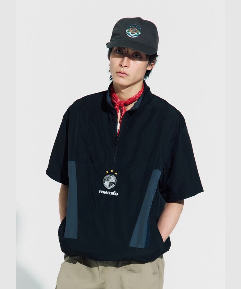 HBL OG 컬러블럭 반팔 스탠넥 아노락 블랙 UR221CWT56