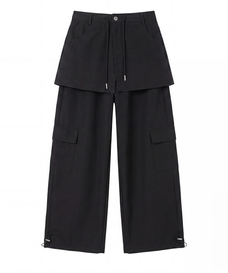 2WAY 레이어드 랩 카고 와이드 팬츠 (Dark Gray)