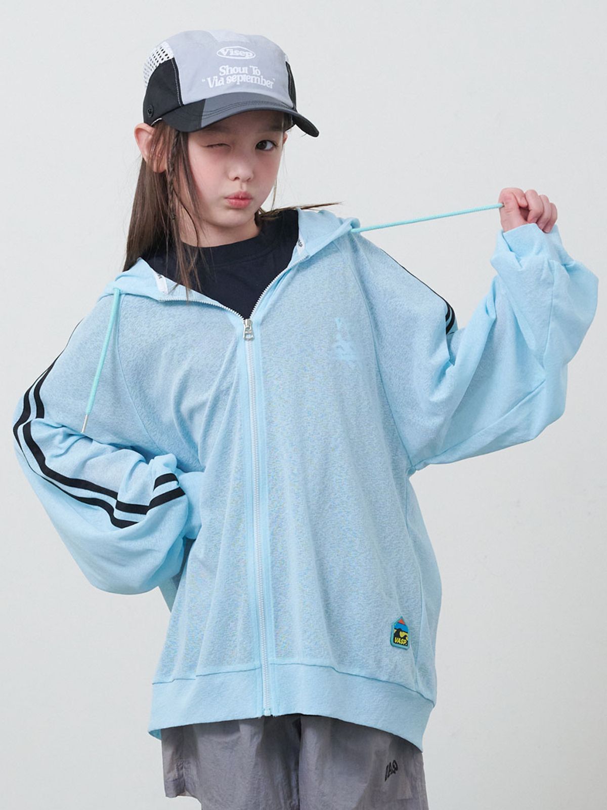 비아셉템버(VIASEPTEMBER) 웨이비 후디 집업 스카이블루