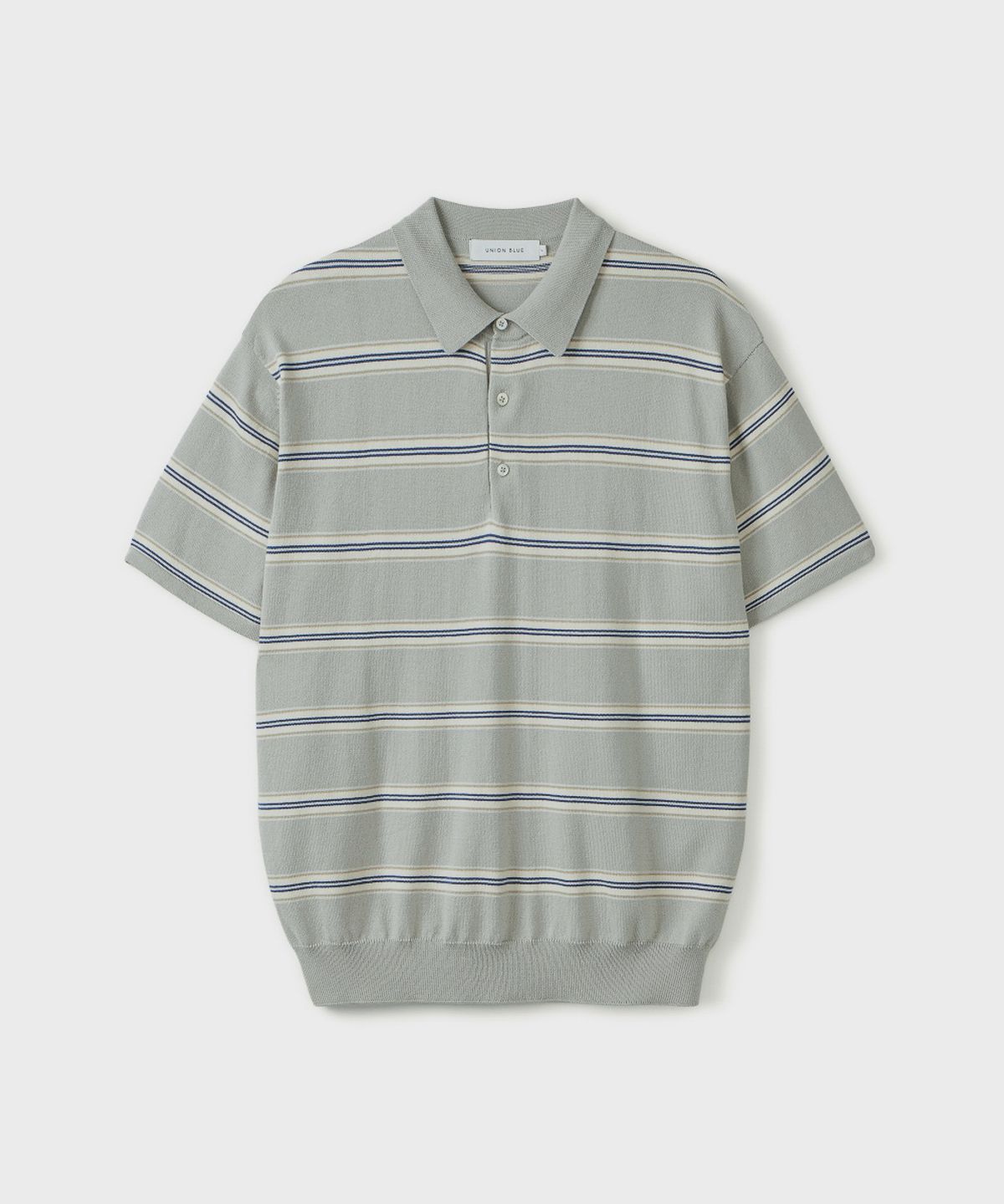 유니온블루(UNION BLUE) WALTZ STRIPE COLLAR HALF KNIT [EARL GRAY]