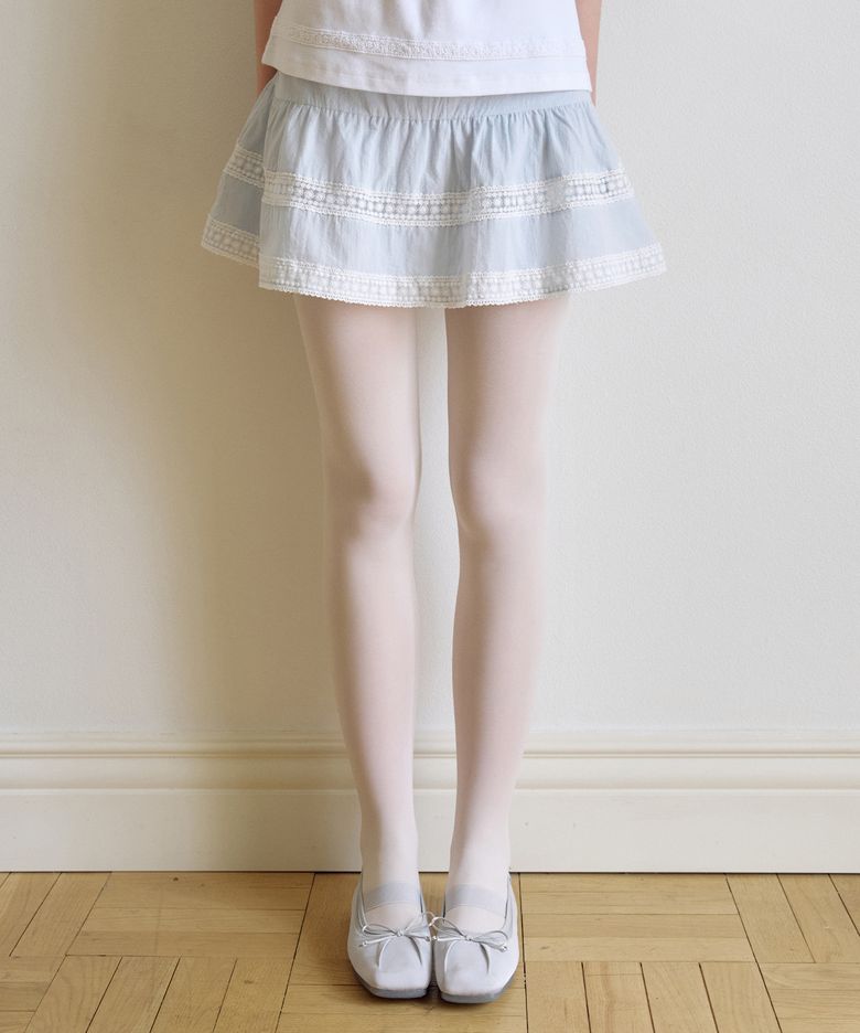 리버 레이스 플레어 스커트 ( 스카이블루 )
