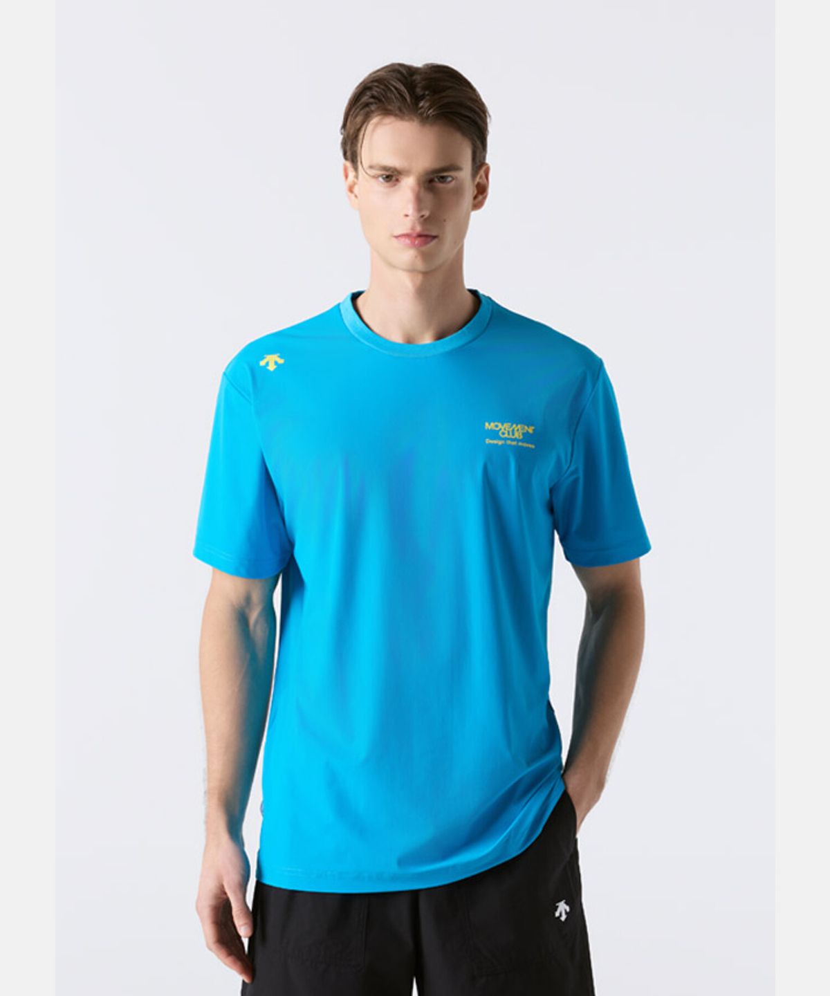 데상트(DESCENTE) 쿨링 트리코트 백그래픽 반팔 티셔츠 블루 SR213ETS57
