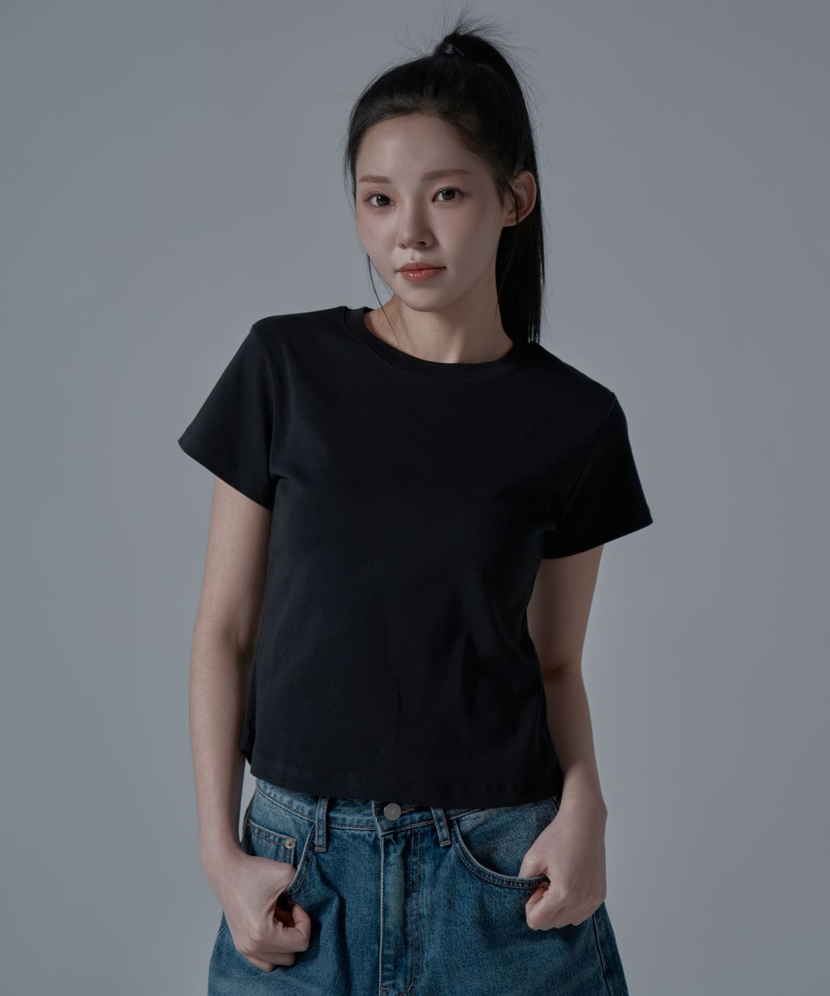 와르 포 우먼(WAARFORWOMAN) WT-60 슬림 라인 반팔 티셔츠_블랙 [S,M]
