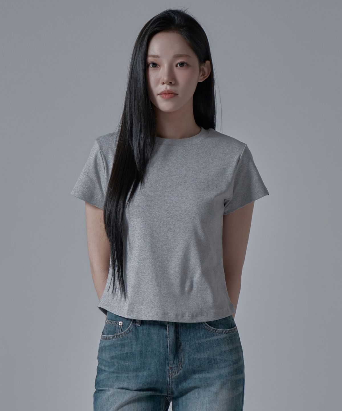 와르 포 우먼(WAARFORWOMAN) WT-60 슬림 라인 반팔 티셔츠_그레이 [S,M]