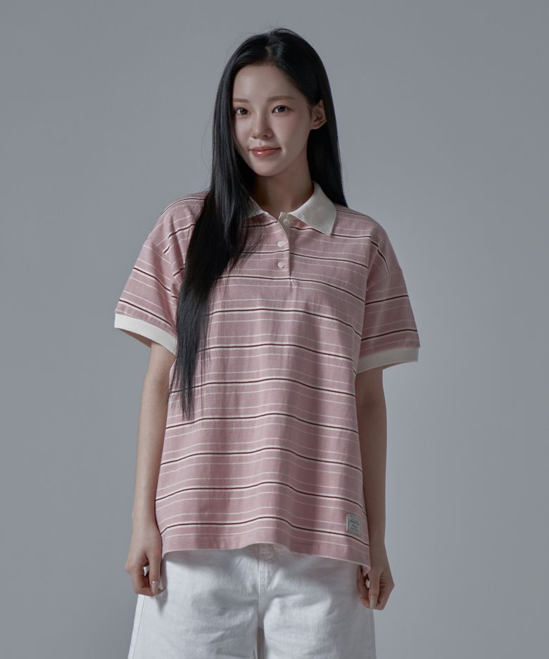 WT-61 럭비 하프 카라 반팔 티셔츠_핑크
