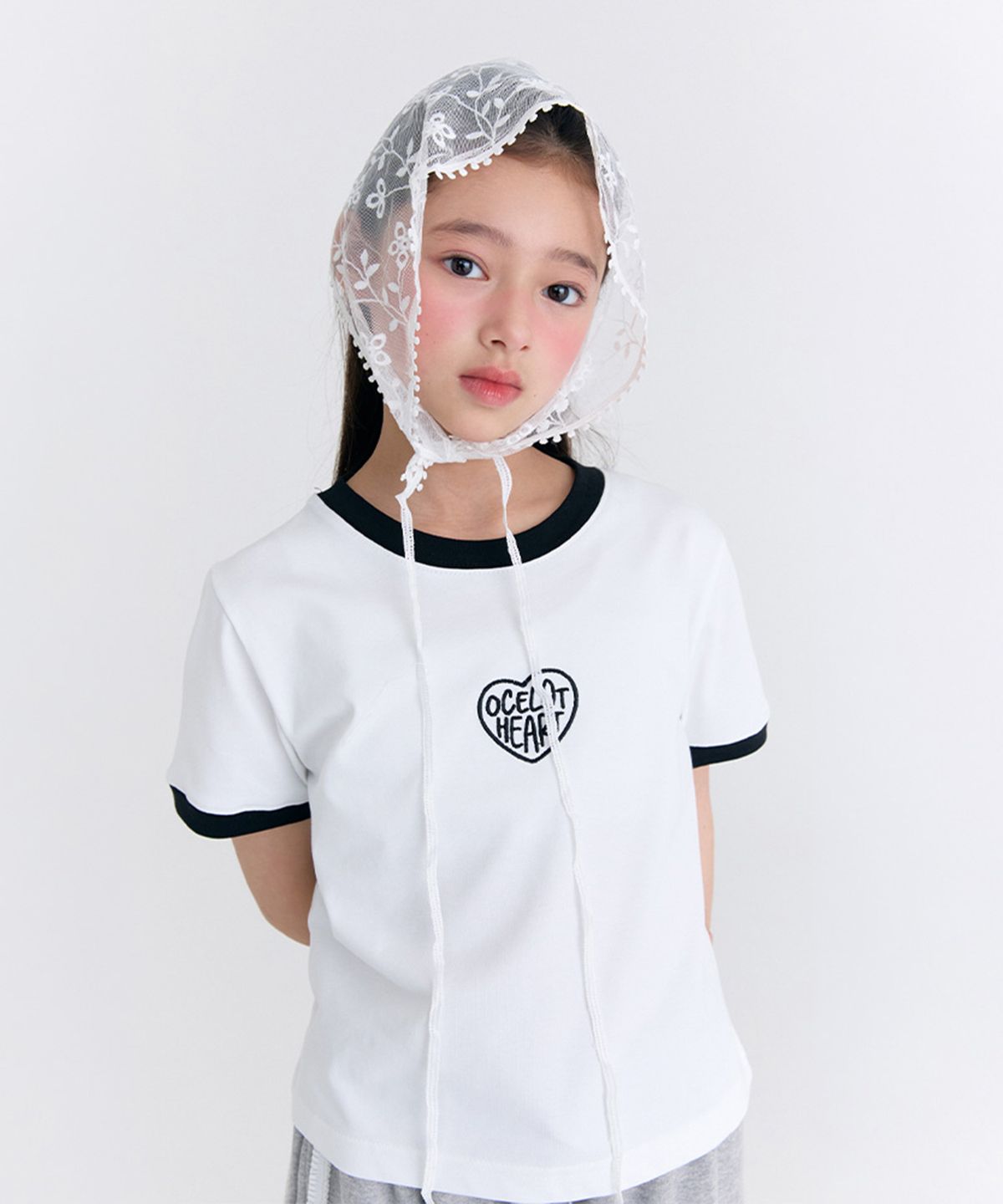 오실롯 주니어(OCELOT JUNIOR) G5 하트로고 크롭티 (화이트)
