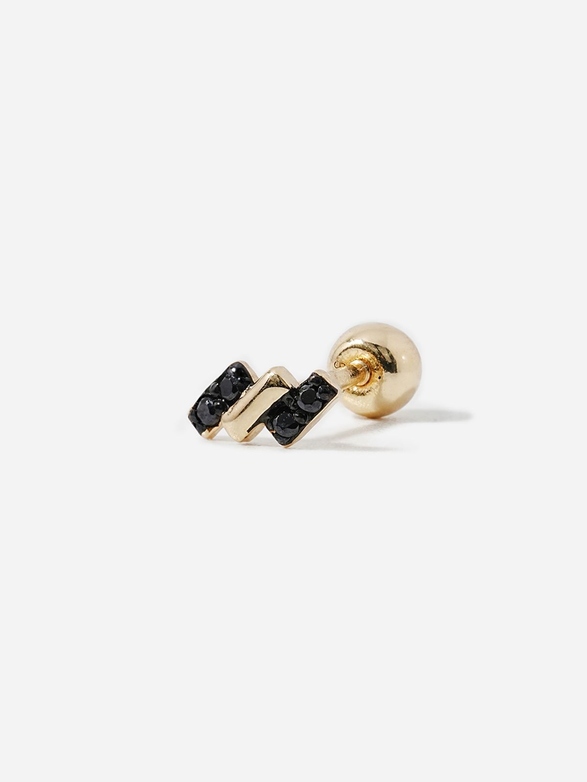 미니멀피어싱(MINIMALPIERCING) 14K 블랙 미니 바게트 큐빅 피어싱 귀걸이