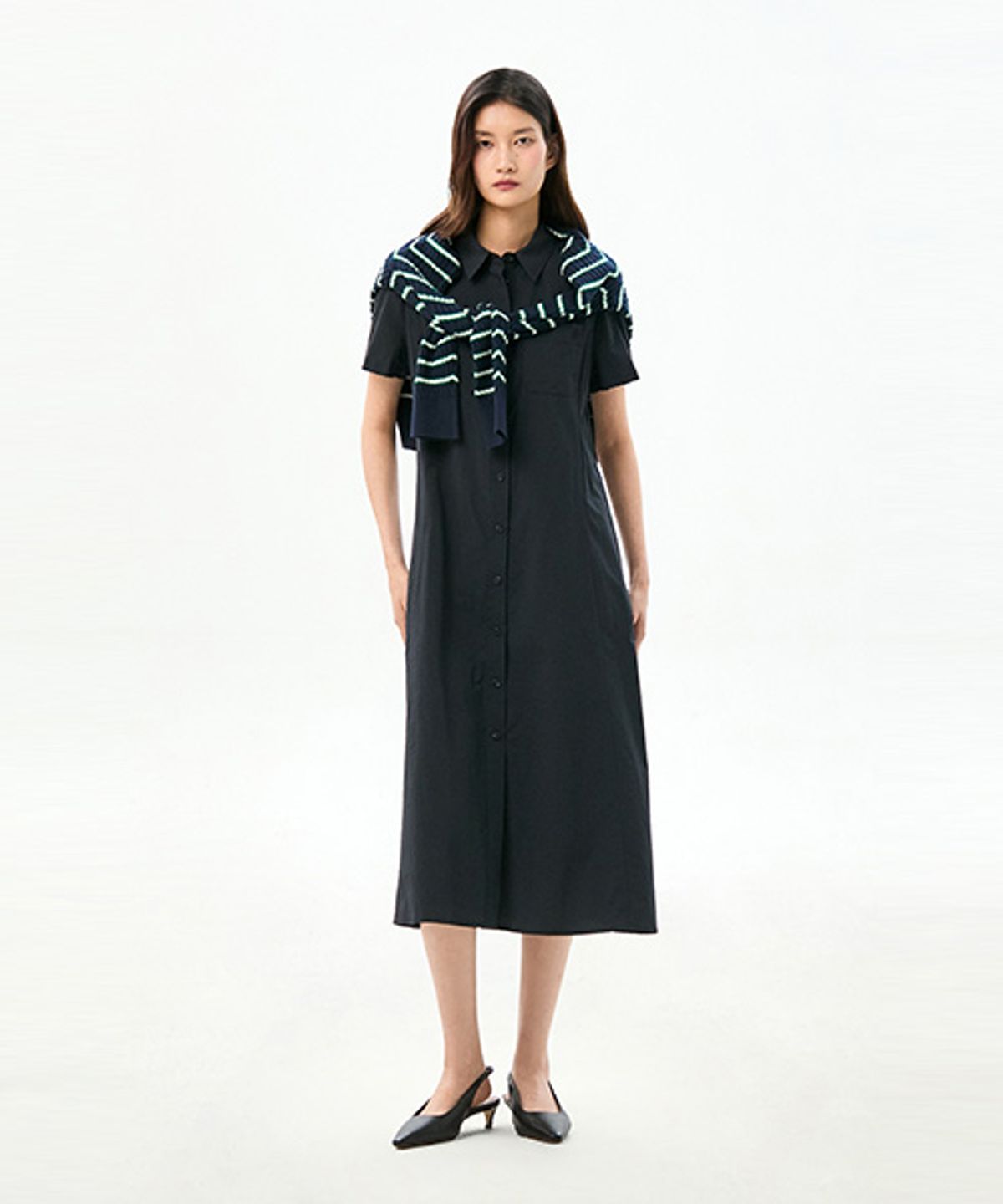 타미힐피거(TOMMY HILFIGER) 벨트 미디 셔츠 드레스 (T22G3WOP302WL1B60)